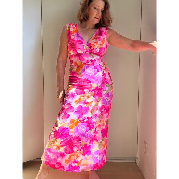 Vintage Womens Dress Hawaiian Size S/4-6 by Andrade made in Hawaii Pink Maxi - Picture 11 of 11